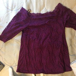 Purple Lace Off the Shoulder Top